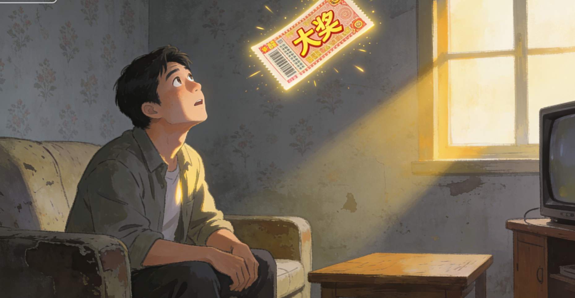 梦想着有一天能中个大奖，改变这平淡无奇的人生。